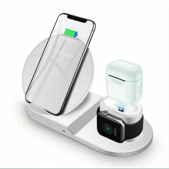 (White, For Apple iPhone SE (2020)) 3 in 1 Wireless Charger Fast Charging Dock Station