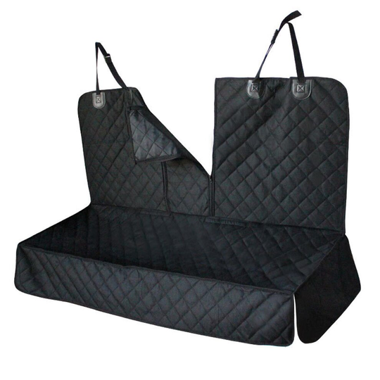JS One Dog Car Seat Cover Safety Mat Cushion Rear Back Seat Protector Hammock For Pets and Kids with Dog Seatbelt Washable Coating Lightweight (Black)