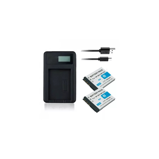 USB Battery Charger and 2 Batteries For Sony CyberShot DSC-TX1 Camera