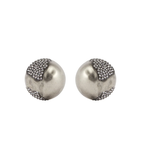Crystal-embellished clip-on earrings