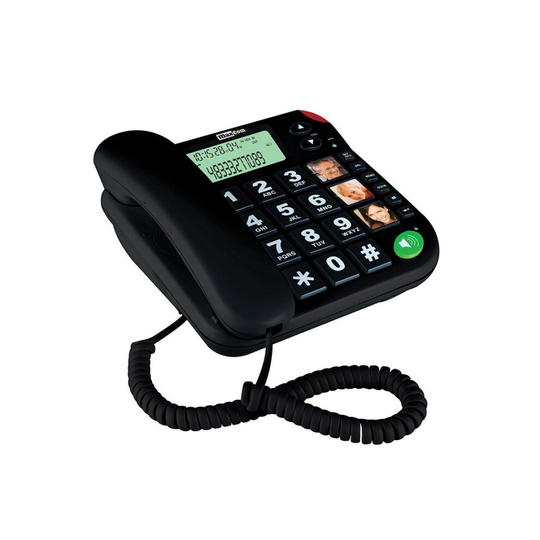 Maxcom Large Button Phone with Dual Caller ID & Photo Memory - Black