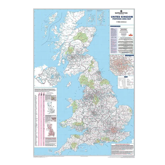 Map Marketing Map Marketing UK Postcode Areas Laminated Map BIPA