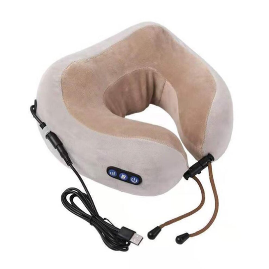 (Grey) U-shape Neck Massage Pillow Multifunctional Massage Machine Neck Massager Shoulder & Cervical Vertebrae Kneading Massager Health Care Relaxatio