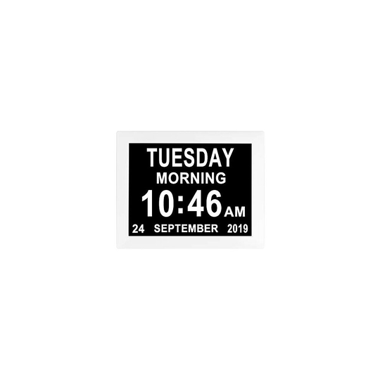 Jaihonda [8 Alarm Options Day Date Digital Calendar Day Clock Extra Large Non-Abbreviation Day & Month Memory Loss Impaired Vision Dementia Clocks