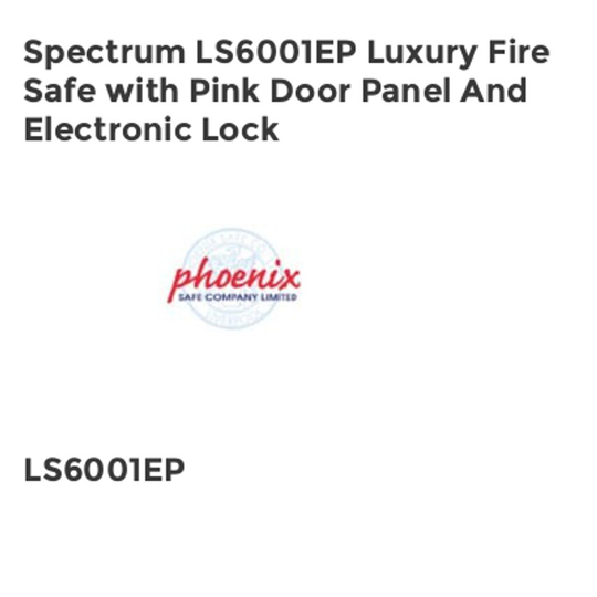 Phoenix Safe Spectrum LS6001EP Luxury Fire Safe with Pink Door Panel and Electro