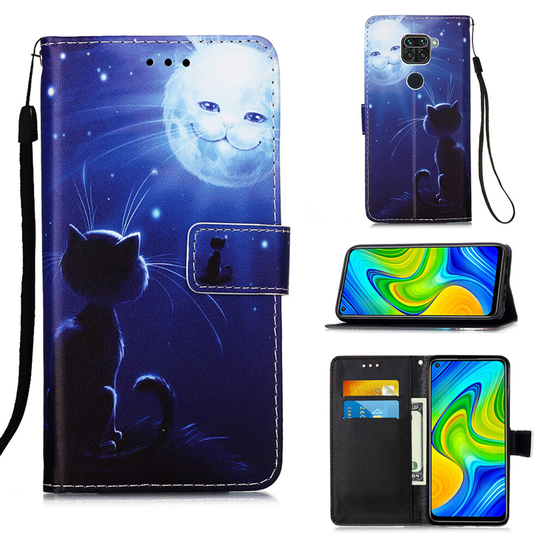 Xiaomi Redmi Note 9 Painted Leather Case cute cat
