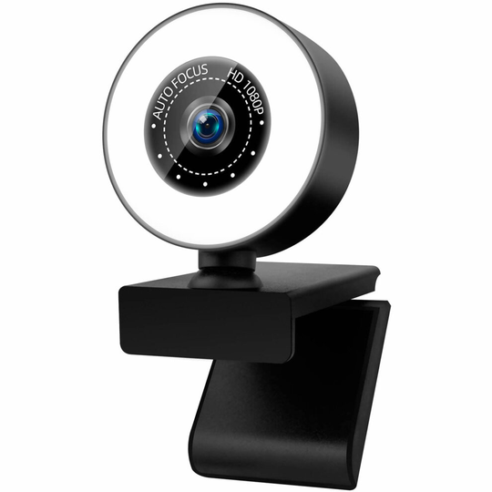 USB Webcam HD 1080P With Microphone And LED Ring Light