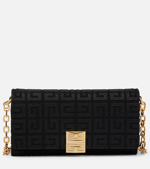 4G embroidered canvas wallet on chain