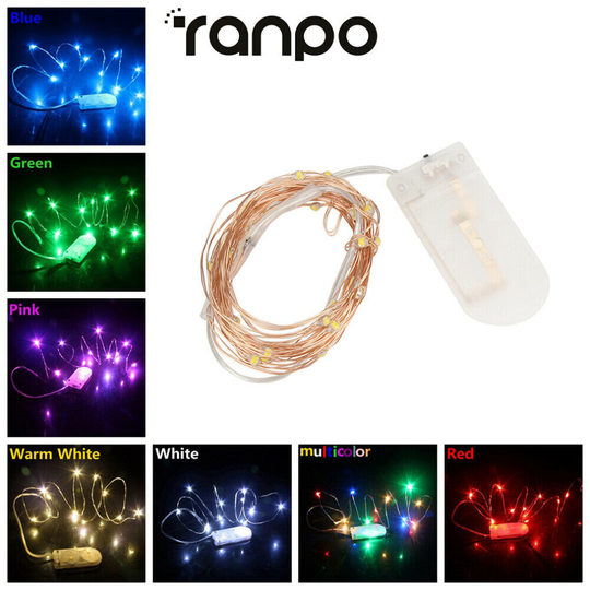 (Purple, 2M 20LEDs) 1-3M LED String Lights Fairy Battery Operated Garlands Christmas Home Decoration