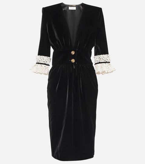 Cupro velvet midi dress