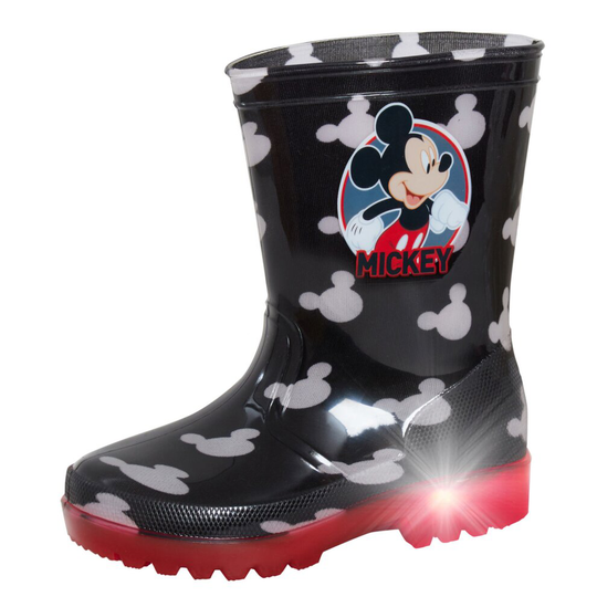 (UK 8 Child) Boys Disney Mickey Mouse Light Up Wellington Boots Kids Snow Rain Shoes Wellies