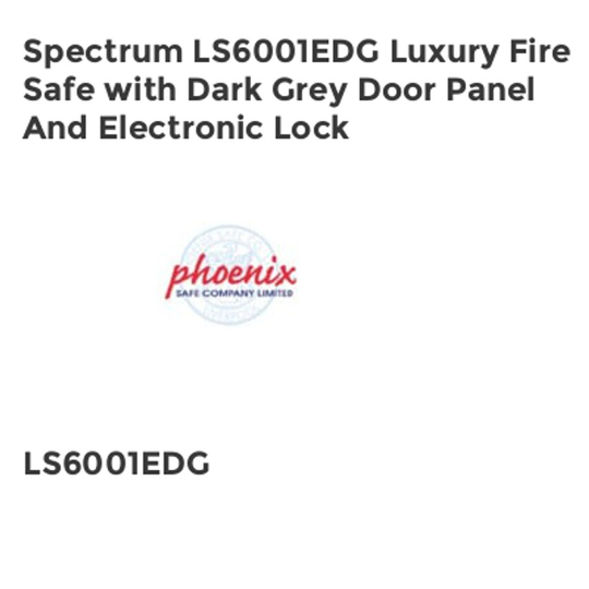 Phoenix Safe Spectrum LS6001EDG Luxury Fire Safe with Dark Grey Door Panel and E