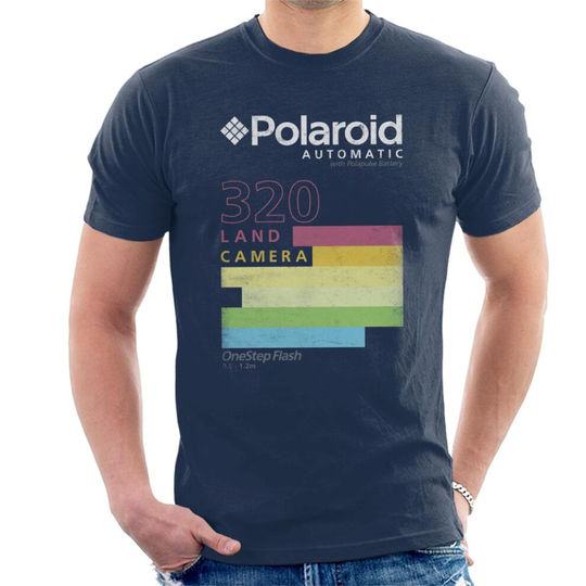 (X-Large, Navy Blue) Polaroid Automatic 320 Colourful Stripes Men's T-Shirt