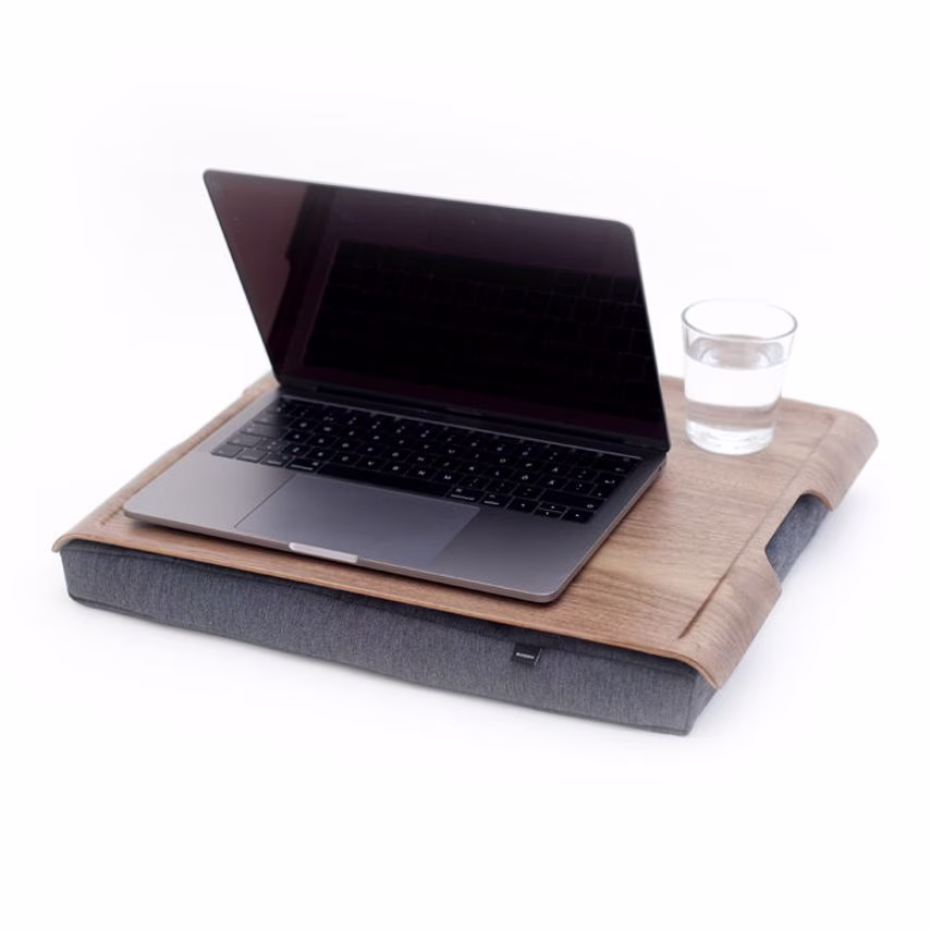 Bosign Laptray Large Anti-slip Walnut Wood Tray with Salt & Pepper Cushion