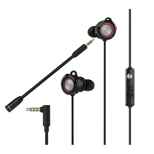 Edifier GM3SE In-Ear Gaming Earphones With Detachable Microphone For PC / Android / IOS & PS4 - Black / Red