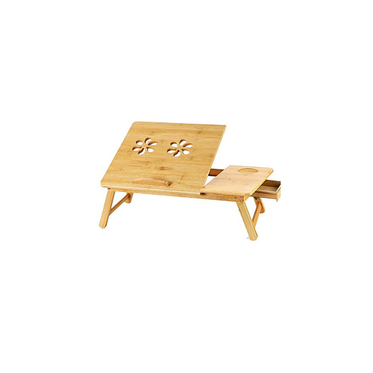Holdfiturn Bamboo Laptop Bed Table Portable Laptop Stand Foldable Laptop Desk Bed Sofa Table Tray Adjustable Height and Viewing Angle Laptop Stan