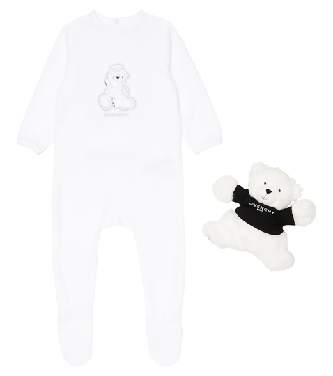 Baby cotton-blend romper and teddy