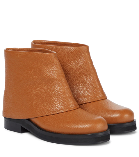 Foldover leather ankle boots