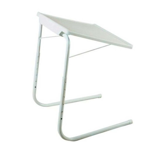 MESA LIVING Adjustable TV Tray Folding Table Portable Desk Bed Tavolino White