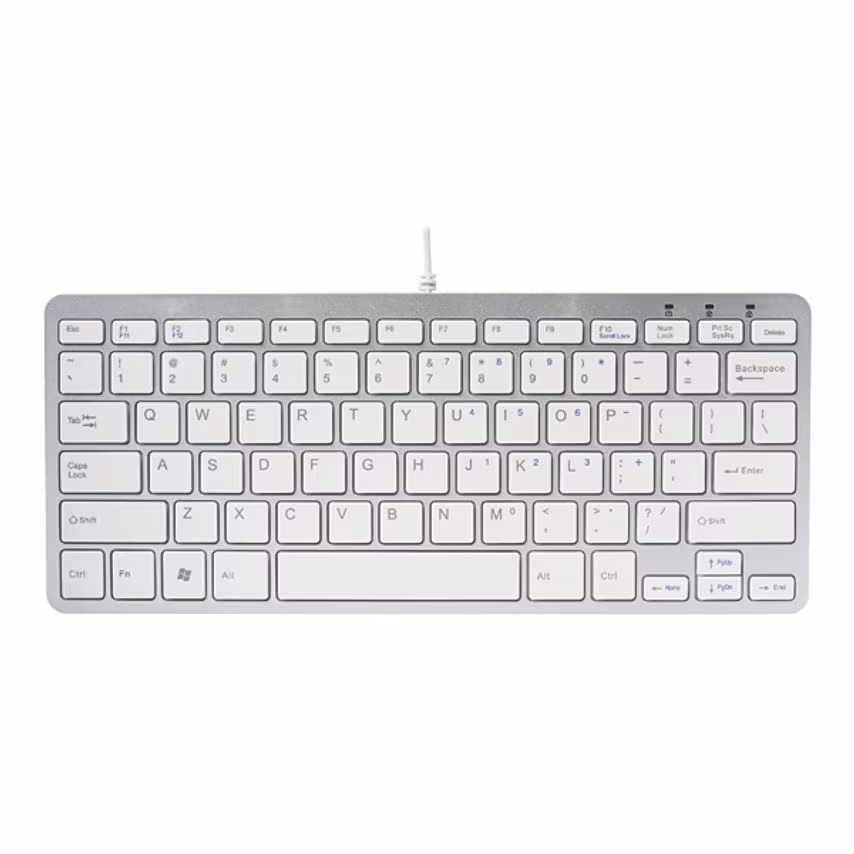 R-GO Compact Ergonomic Keyboard Wired White RGOECUKW