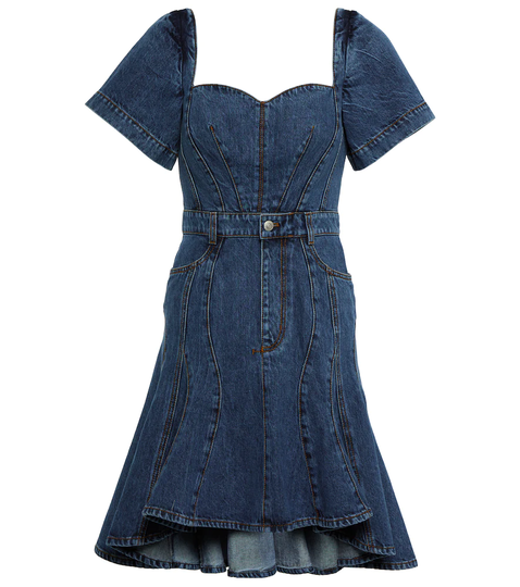Flared denim minidress