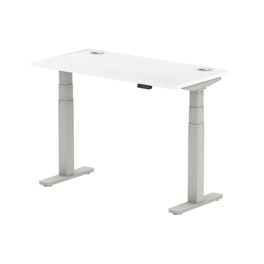 Dynamic Air 1200/600 White Height Adjustable Desk with Cable Ports with Silver L