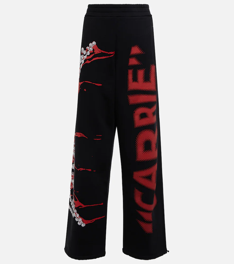 Printed cotton jersey sweatpants
