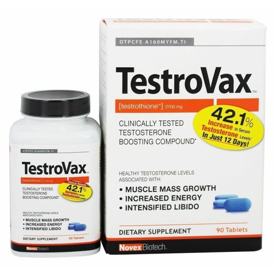 ( TestroVax) Novex Biotech TESTROVAX Boost Testosterone MUSCLE MASS Growth 90 Tablets