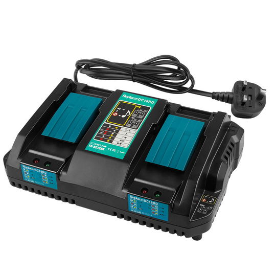 DC18RD 14.4V-18V 120W Lithium-Ion Dual Ports Rapid Battery Charger with LED Indicator for Makita Battery