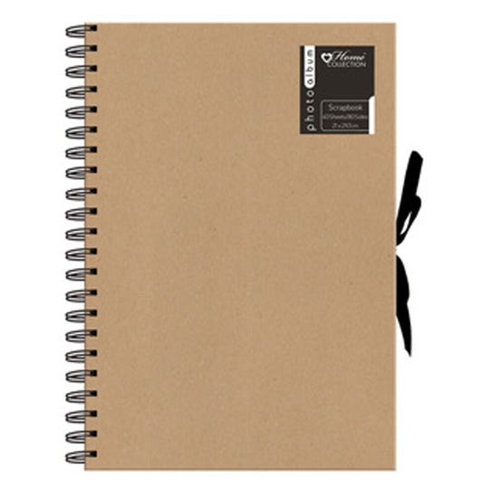 A4 Ribbon Tie Kraft Scrapbook Spiral Bound Photo Album 40 Sheet