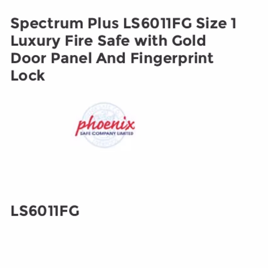Phoenix Safe Spectrum Plus LS6011FG Size 1 Luxury Fire Safe with Gold Door Panel