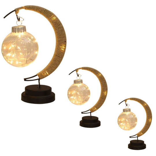(Warm White) Battery LED Moon Ball Shape Lamp Girl Wishing Bedroom Decoration Small Night Light