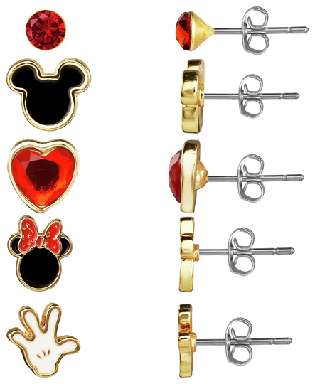Disney Mickey and Minnie Mouse Stud Earrings Set of 5