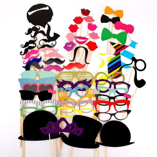 Matissa Photo Booth Props Selfie Kits Photography Wedding Christmas Hen Party Funny Face (58 Pieces Party)