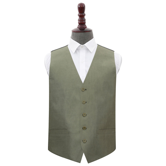 Sage Green Plain Shantung Wedding Waistcoat 50'