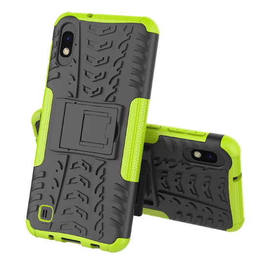 (Green) Slim Armour Shockproof Case Cover Stand + LCD Guard for Samsung Galaxy A10