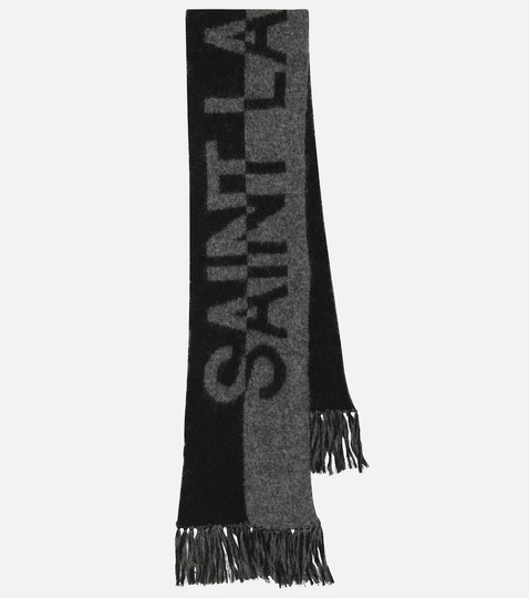 Logo wool, alpaca and mohair-blend scarf