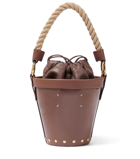 Small leather bucket bag