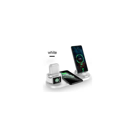 (WHITE 6 IN 1) 6 in 1 Wireless Charger Dock Station