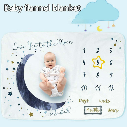 Infant Baby Milestone Blanket Star Moon Photo Background Growth Memory