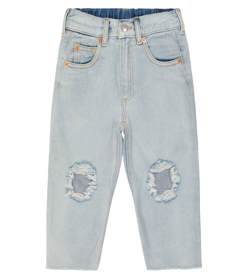 Distressed wide-leg jeans