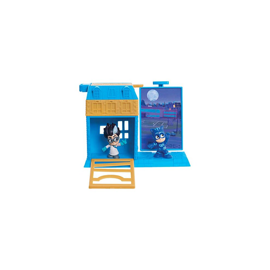 PJ MASKS JP PJMA7210 Night Time Micros Trap & Escape Playset-Catboy & Romeo