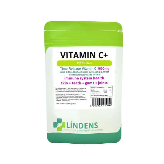 Lindens Vitamin C 1000mg 120 Tablets w/ Rosehip Bioflavonoids Quality Supplement