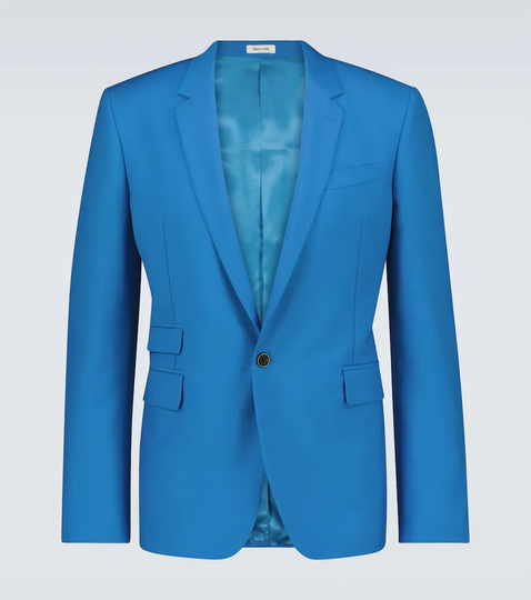 Wool-blend single-breasted blazer