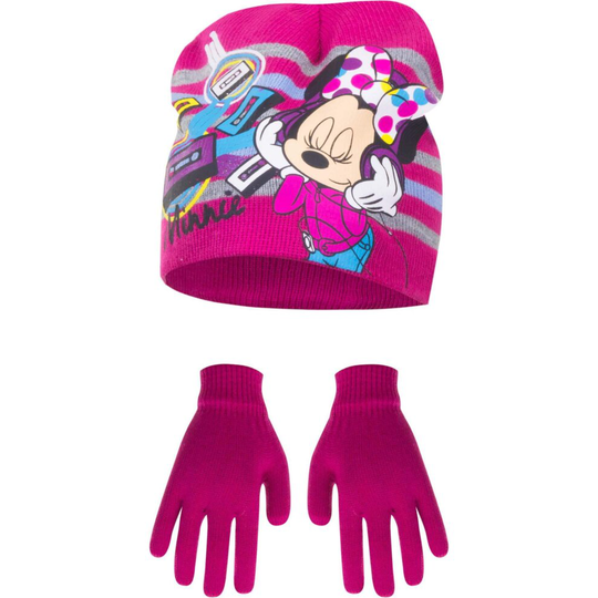 (Fuchsia, 6-9 Years) Disney Minnie Girls Hat and Gloves Set