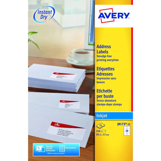 Avery Avery Inkjet Address Label 99x57mm 10 Per A4 Sheet White (Pack 250 Labels)