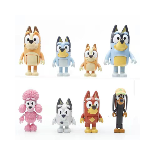 (No Box) 8Pcs Bluey Family And Friends Dog Pet Action Figures 3'' Model Toy Set Kids Gift