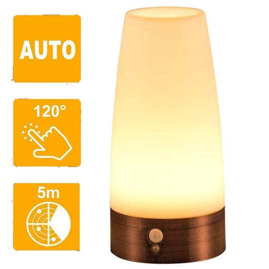 Wireless PIR Motion Sensor LED Night Light Battery Operated Table Lamp