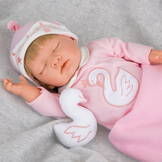 Tiny Treasures Sleepy Doll with Swan Outfit