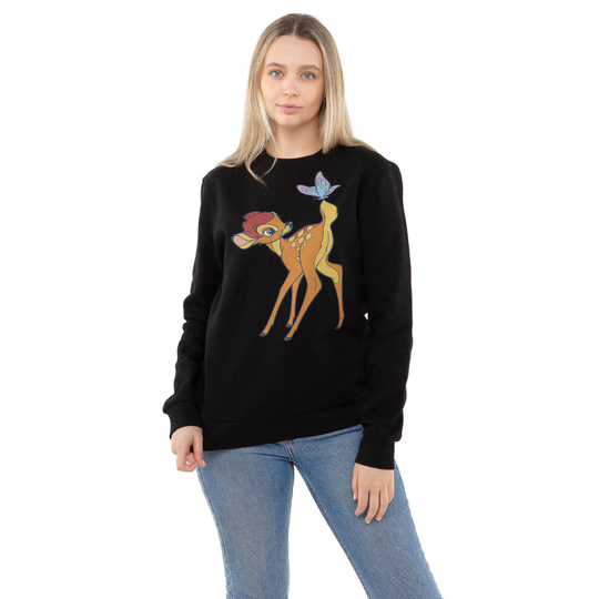 (Black, S) Disney Ladies - Bambi Butterfly - Crew Sweat